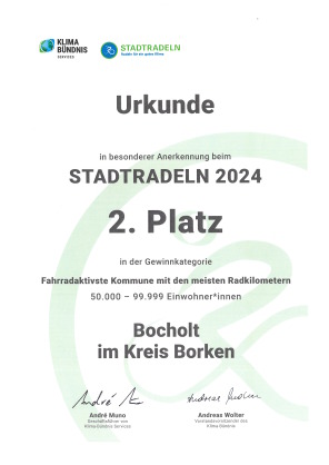 Certificate-STADTRADELN2024_Bocholt_2nd_place_municipalities