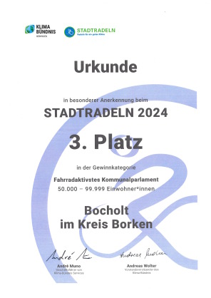 Certificate_STADTRADELN2024_Bocholt_3rd_place_local_parliaments (50-100T inhabitants)