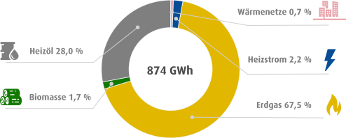 Pie chart with the shares of final energy demand by energy source