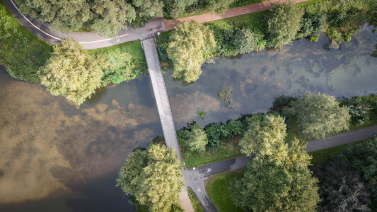 Nur im Hochwasserfall fließt Wasser über den Zulauf in den Aasee